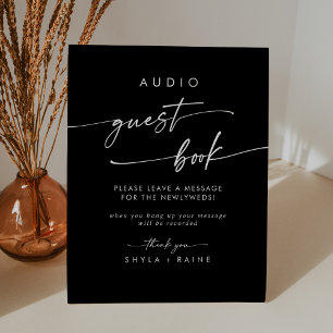Boho Chic COLOR EDITABLE Audio Guestbook Wedding Reclamebord Met Voetstuk
