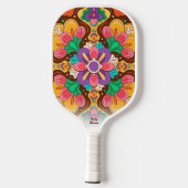 Boho Chic Cool Floral Pattern Custom Name Text Pickleball Paddle (Achterkant)