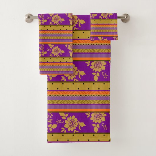 Boho Chic Couleur Purple Orange Floral Motif (En situation)