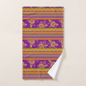 Boho Chic Couleur Purple Orange Floral Motif (Serviette à main)