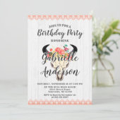Boho Chic Cow Crâne Anniversaire Fête Invitation (Debout devant)