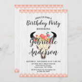 Boho Chic Cow Crâne Anniversaire Fête Invitation (Devant / Derrière)