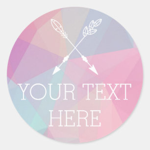 Boho Chic Crossed Arrows Pastel Polygonal Bohemian Ronde Sticker
