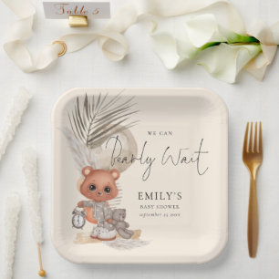 Boho Chic Cute We kunnen het Baby shower afwachten Papieren Bordje