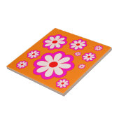BOHO Chic Daisy Pattern Roze & Sinaasappel Retro B Tegeltje (Zijkant)
