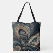 Boho Chic Dark Blue Paisley Pattern Draagtas (Achterkant)