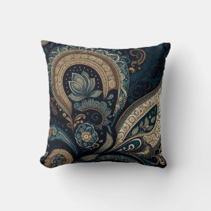 Boho Chic Dark Blue Paisley Pattern Kussen