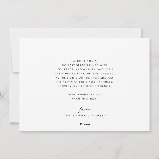 Boho Chic Donker Zwart Foto Pret Familie Kerstmis Feestdagenkaart (Achterkant)