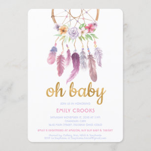 Boho Chic Dream Catcher Baby shower Invite Kaart