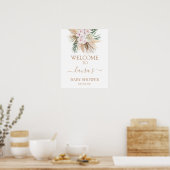 Boho chic Dried Palms Baby shower Welkomstteken Poster (Keuken)
