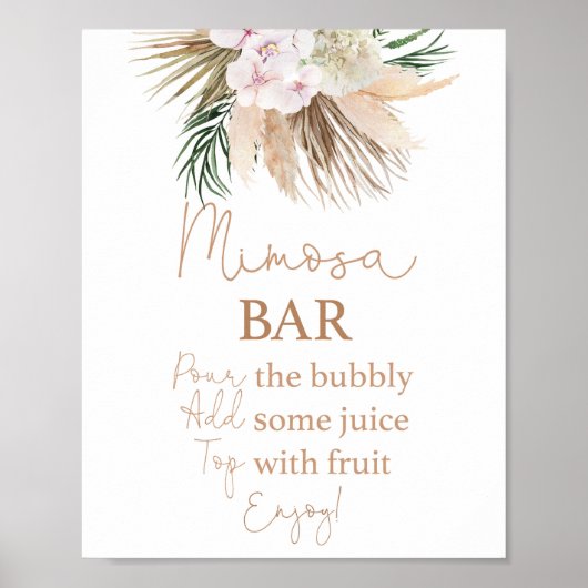 Boho chic Dried Palms Mimosa Bar, bord Poster (Voorkant)