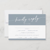 Boho Chic Dusty Blue Menu Choix Carte RSVP (Devant)