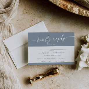 Boho Chic Dusty Blue Menu Choix Carte RSVP