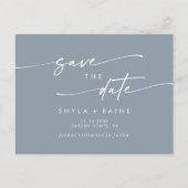 Boho Chic Dusty Blue Wedding Sla de datum op Uitnodiging Briefkaart (Voorkant)