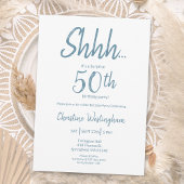 Boho Chic Dusty Blue White Surprise 50th Birthday Kaart