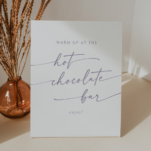 Boho Chic Dusty Paarse Hot Chocolate Bar Reclamebord Met Voetstuk