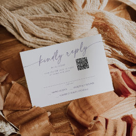 Boho Chic Dusty Paarse Mail In en QR Code RSVP Kaartje