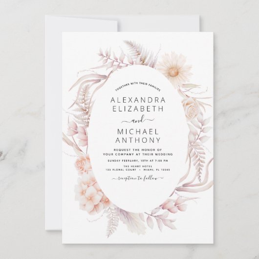 Boho Chic Dusty Rose Desert Faire-part de mariage (Devant)