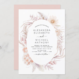 Boho Chic Dusty Rose Desert Faire-part de mariage