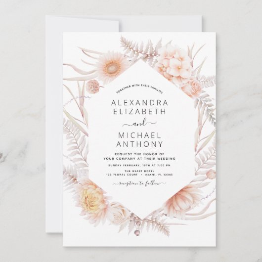 Boho Chic Dusty Rose Desert Faire-part de mariage (Devant)