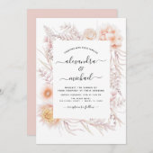 Boho Chic Dusty Rose Desert Faire-part de mariage (Devant / Derrière)