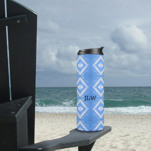 Boho Chic Dye Blue en White Thermal Tumbler Thermosbeker