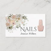 Boho chic elegant soft roze waterverf florale nage visitekaartje (Voorkant)