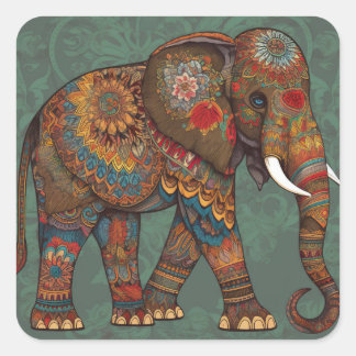 Boho Chic Elephant Sticker met  Decoraties