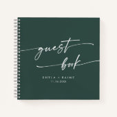 Boho Chic Emerald Green bruiloft gastenboek Notitieboek (Voorkant)