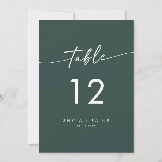 Boho Chic Emerald Green Mariage Numéros de table (Devant)