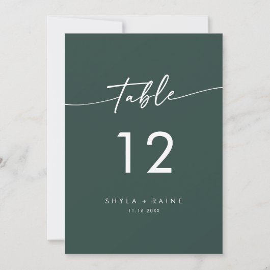 Boho Chic Emerald Green Mariage Numéros de table (Dos)