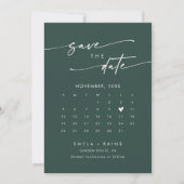 Boho Chic Emerald Green QR Code Fotokalender Save The Date (Voorkant)