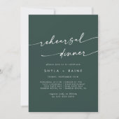 Boho Chic Emerald Groen Huwelijksrepetitie Diner Kaart (Voorkant)