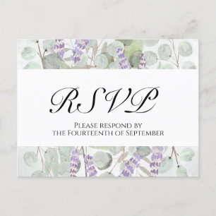 Boho Chic Eucalyptus & Lavendel Bruiloft RSVP Briefkaart