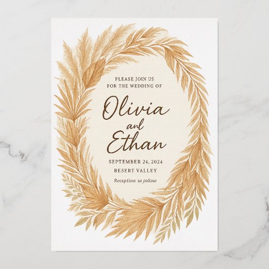 Boho Chic Faire-part de mariage - Pampas Grass & P (Recto)