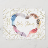 Boho Chic Feather Coeur Bébé Douche Invitations (Devant / Derrière)