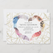 Boho Chic Feather Heart Bridal Douche Invitations (Dos)