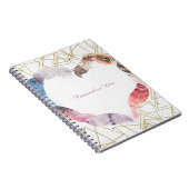 Boho Chic Feather Heart Glam Carnet moderne (Côté Droit)
