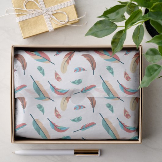 Boho Chic Feather Pattern Tissuepapier (Geschenk)