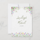 Boho chic Fleur sauvage Script Mariage Cartes de P (Dos)