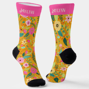 Boho Chic Floral Aangepersonaliseerde Sokken