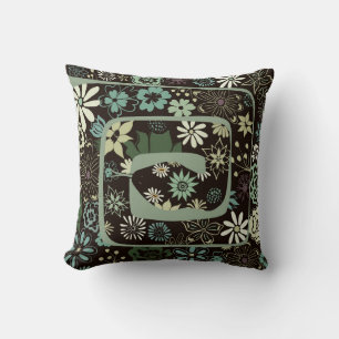 Boho Chic Floral Abstracte Snake   Sage Green Kussen