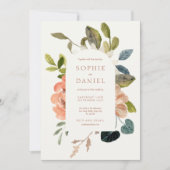 Boho Chic Floral Aquarelle Faire-part de mariage (Devant)