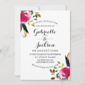 Boho Chic Floral Aquarelle Mariage Invitations (Devant)