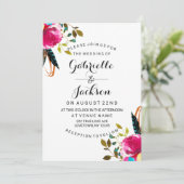 Boho Chic Floral Aquarelle Mariage Invitations (Debout devant)