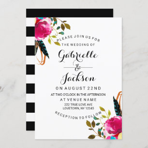 Boho Chic Floral Aquarelle Mariage Invitations