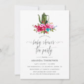 Boho Chic Floral Baby shower Tea Party Kaart (Voorkant)