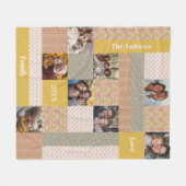 Boho Chic Floral Faux Patchwork Keepsake Foto's Fleece Deken (Voorkant (Horizontaal))