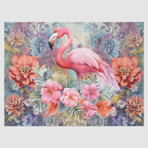 Boho Chic Floral Flamingo Decoupage Tissue Paper Tissuepapier