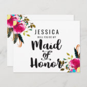 Boho Chic Floral, je wordt mijn bruidsmeisje Kaart (Voorkant / Achterkant)